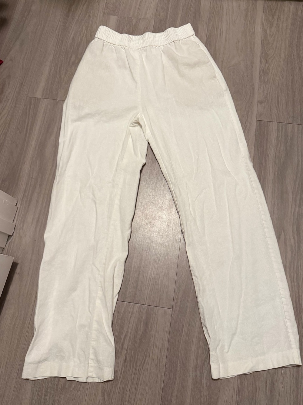 Zara White Linen Straight Leg Pants